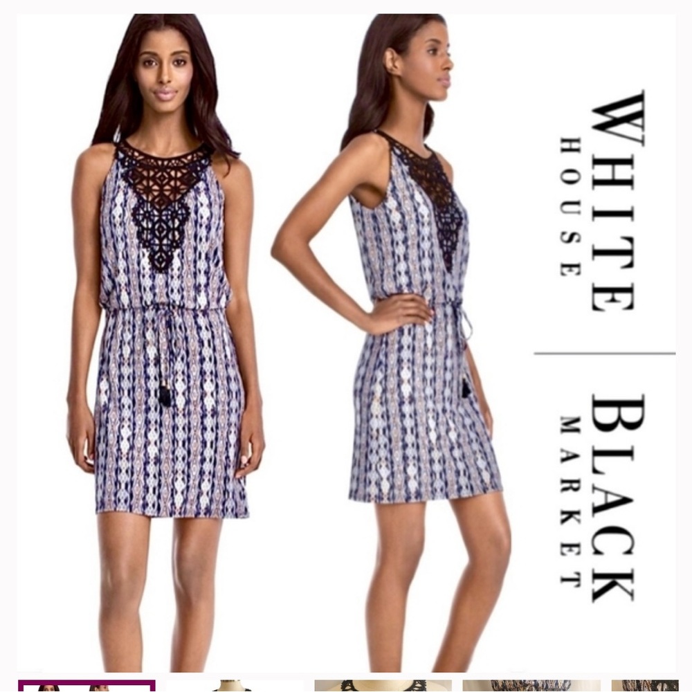 White House Black Market Navy and Black Geometric Dress